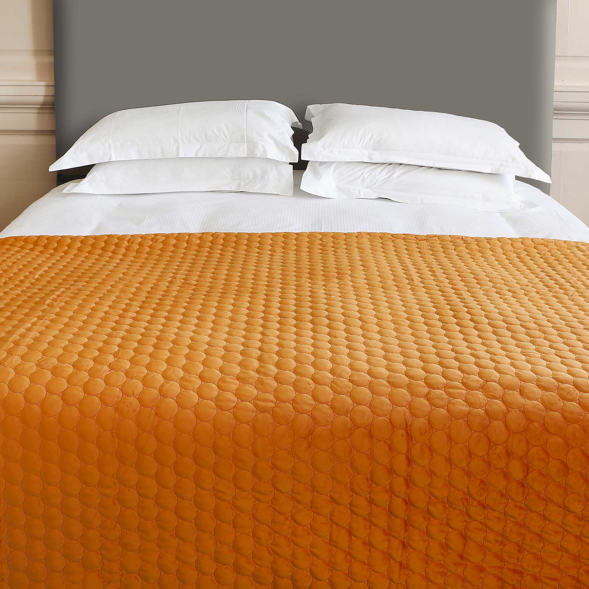 Halo Quilted Soft Luxury Throw In Pumpkin Orange